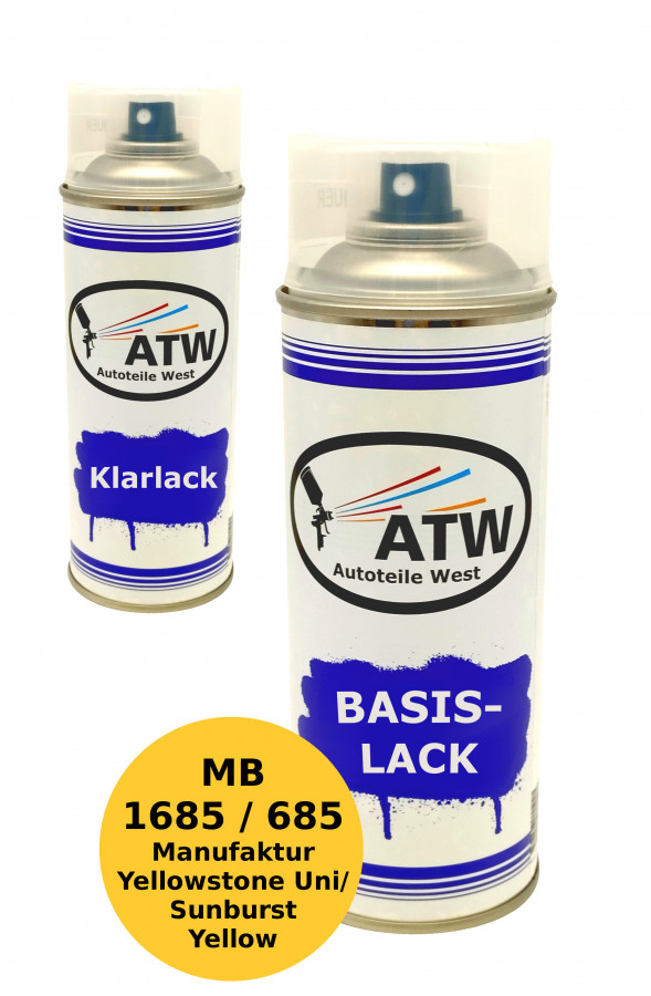 Autolack für Mercedes Benz 1685 / 685 Manufaktur Yellowstone Uni / Sunburst Yellow+400ml Klarlack Set